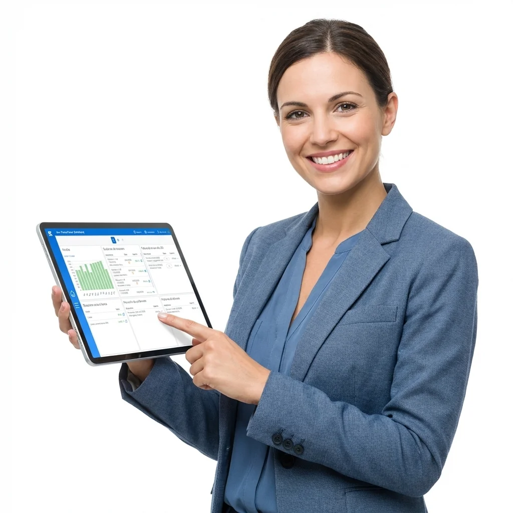 Software di Fatturazione Elettronica per PMI, Professionisti e Forfettari Imprenditore mentre emette una fattura elettronica e controlla la dashboard del Software Fatturazione Elettronica su tablet